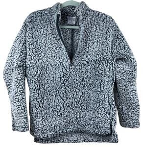 Emily B Gray Sherpa Teddy Half-Zip Pullover Sweater XS Oversized